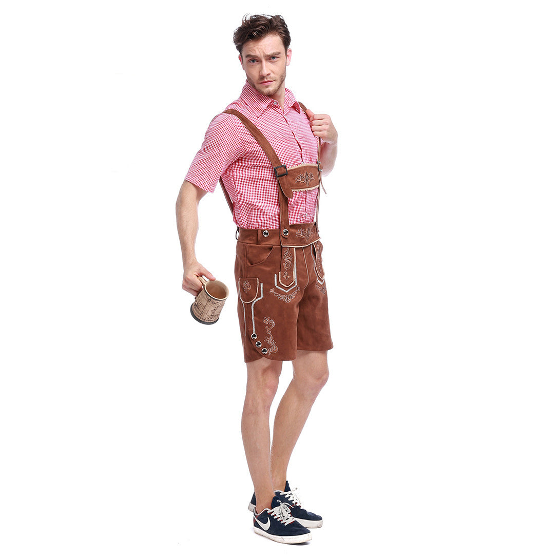 Men German Oktoberfest Outfit Beer Waiter Halloween Costume - Azufun