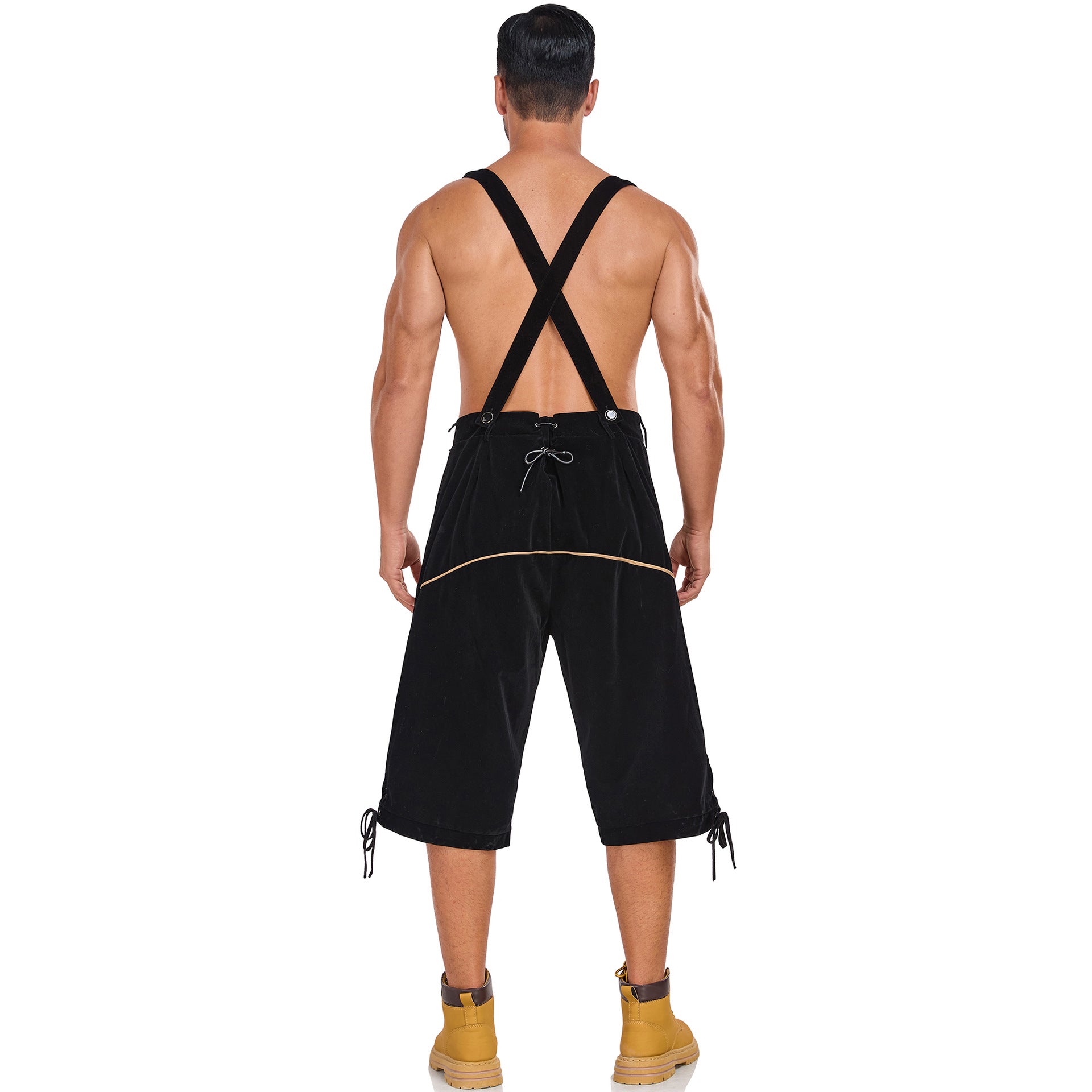 Men's German Bavarian Oktoberfest Costume Velvet Overalls Trousers Halloween - Azufun