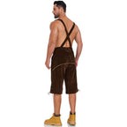 Men's German Bavarian Oktoberfest Costume Velvet Overalls Trousers Halloween - Azufun