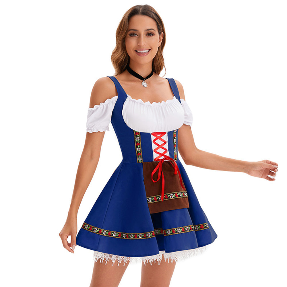 Oktoberfest Costume Women German Bavarian Beer Girl Dirndl Dress Carnival Halloween - Azufun