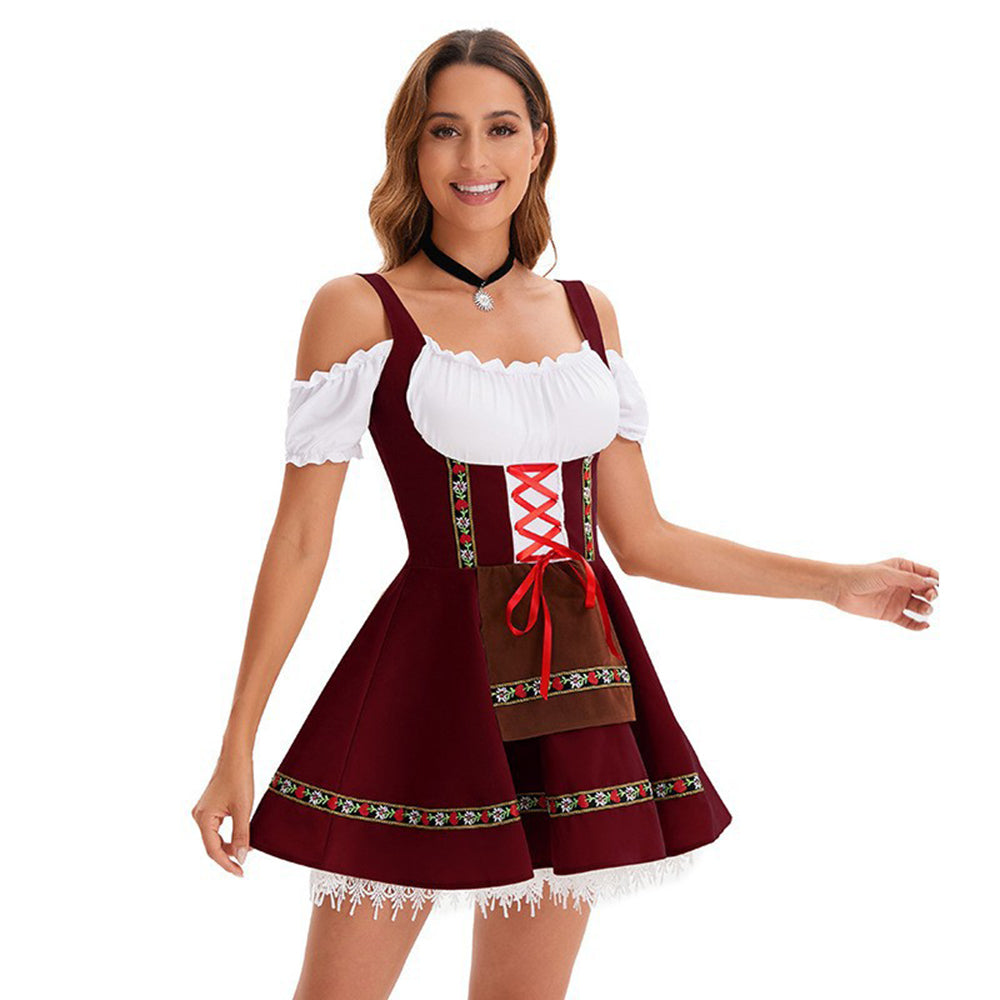 Oktoberfest Costume Women German Bavarian Beer Girl Dirndl Dress Carnival Halloween - Azufun