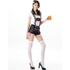 Womens Suede Lederhosen Black Oktoberfest Maid Costume German Outfit Halloween - Azufun