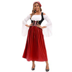 Medieval Farm Maid Oktoberfest Long Dress Costume for Women - Azufun