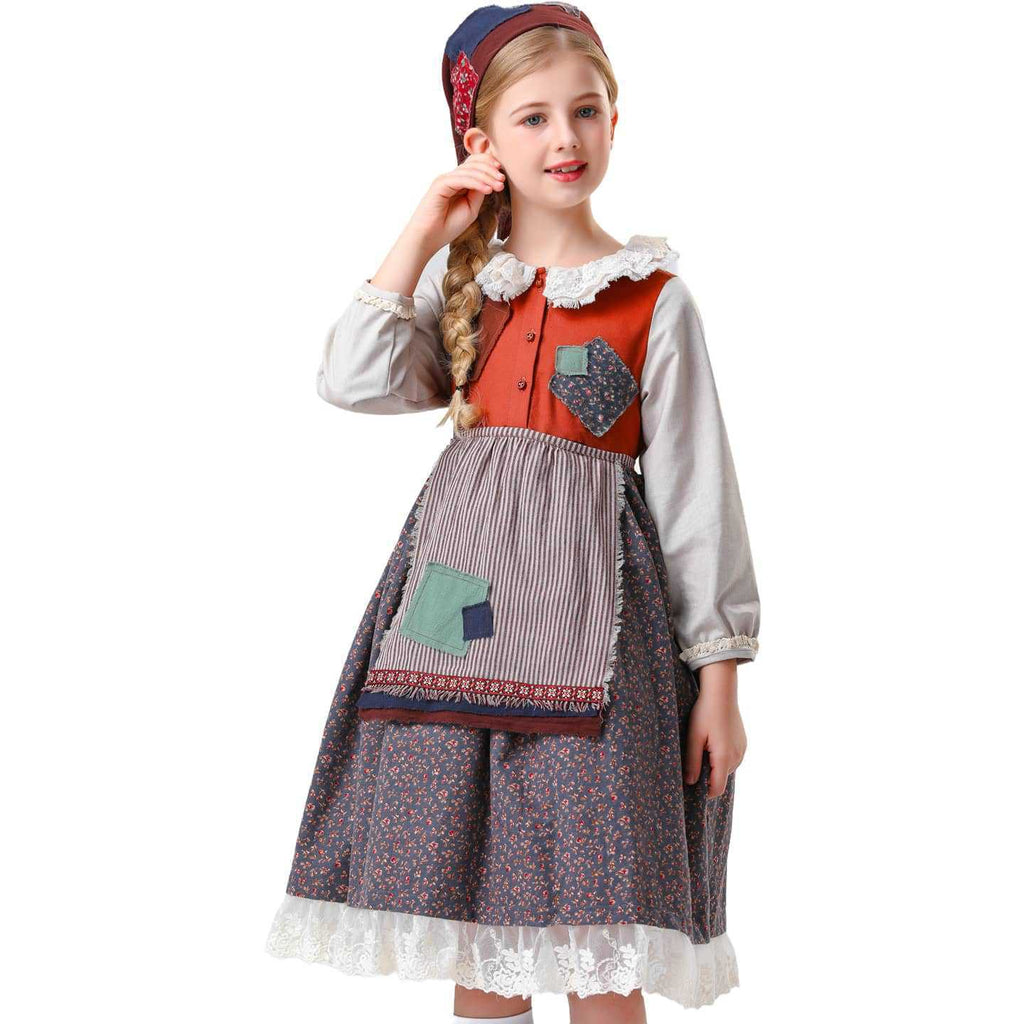 Kids The Little Match Girl Maid Costume Dress Funny Party Halloween - Azufun