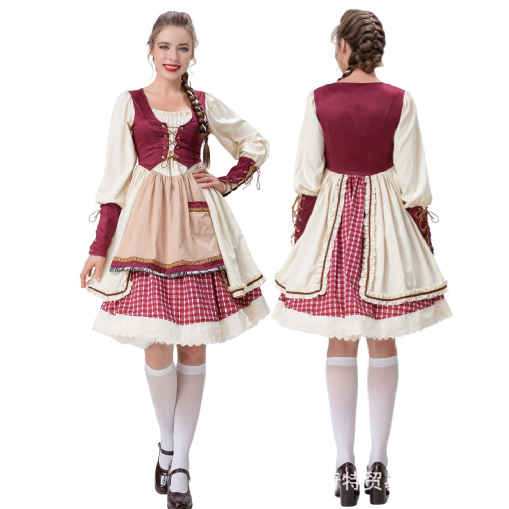 Little Red Riding Hood Halloween Dress Costume Maid Stage Suit - Azufun