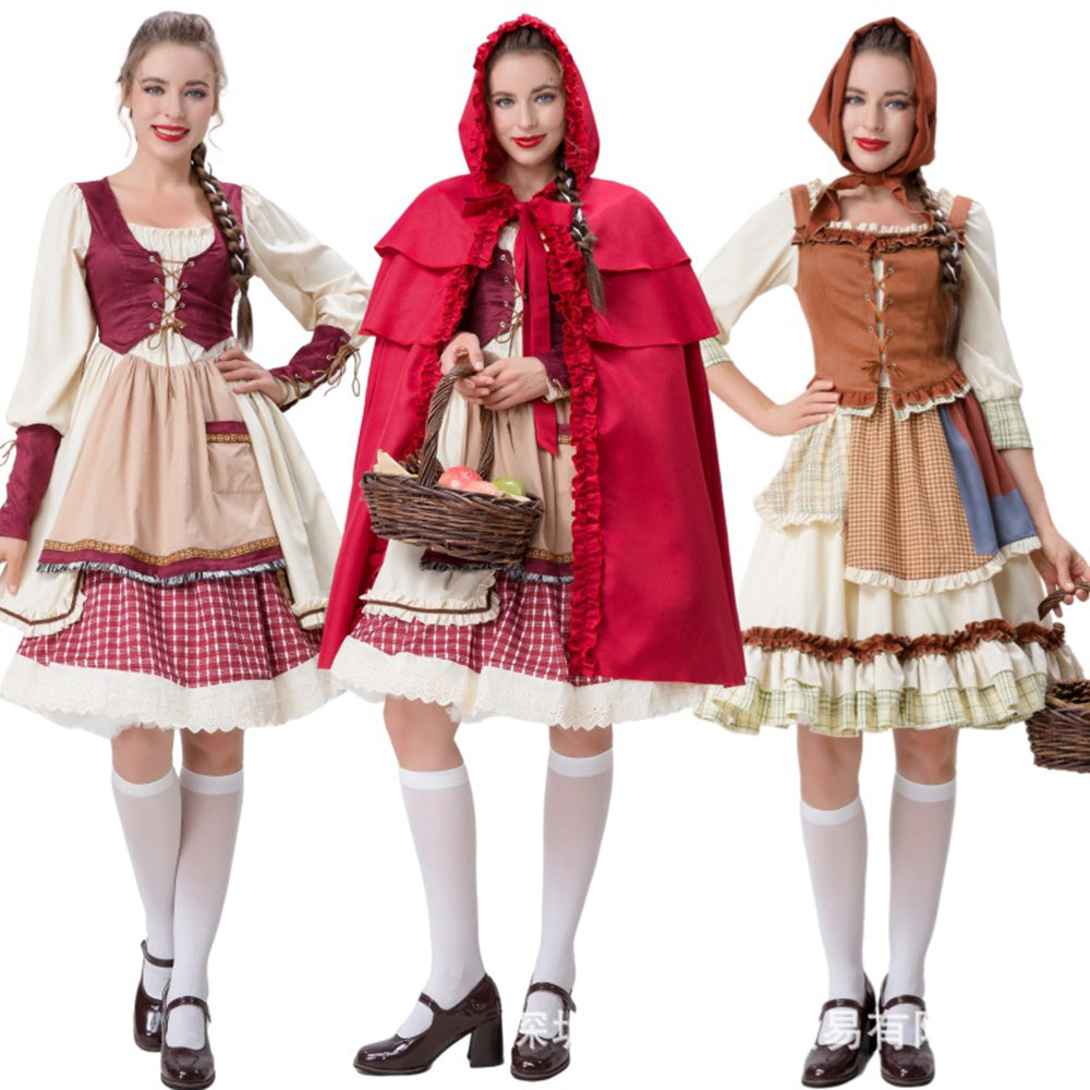 Little Red Riding Hood Halloween Dress Costume Maid Stage Suit - Azufun