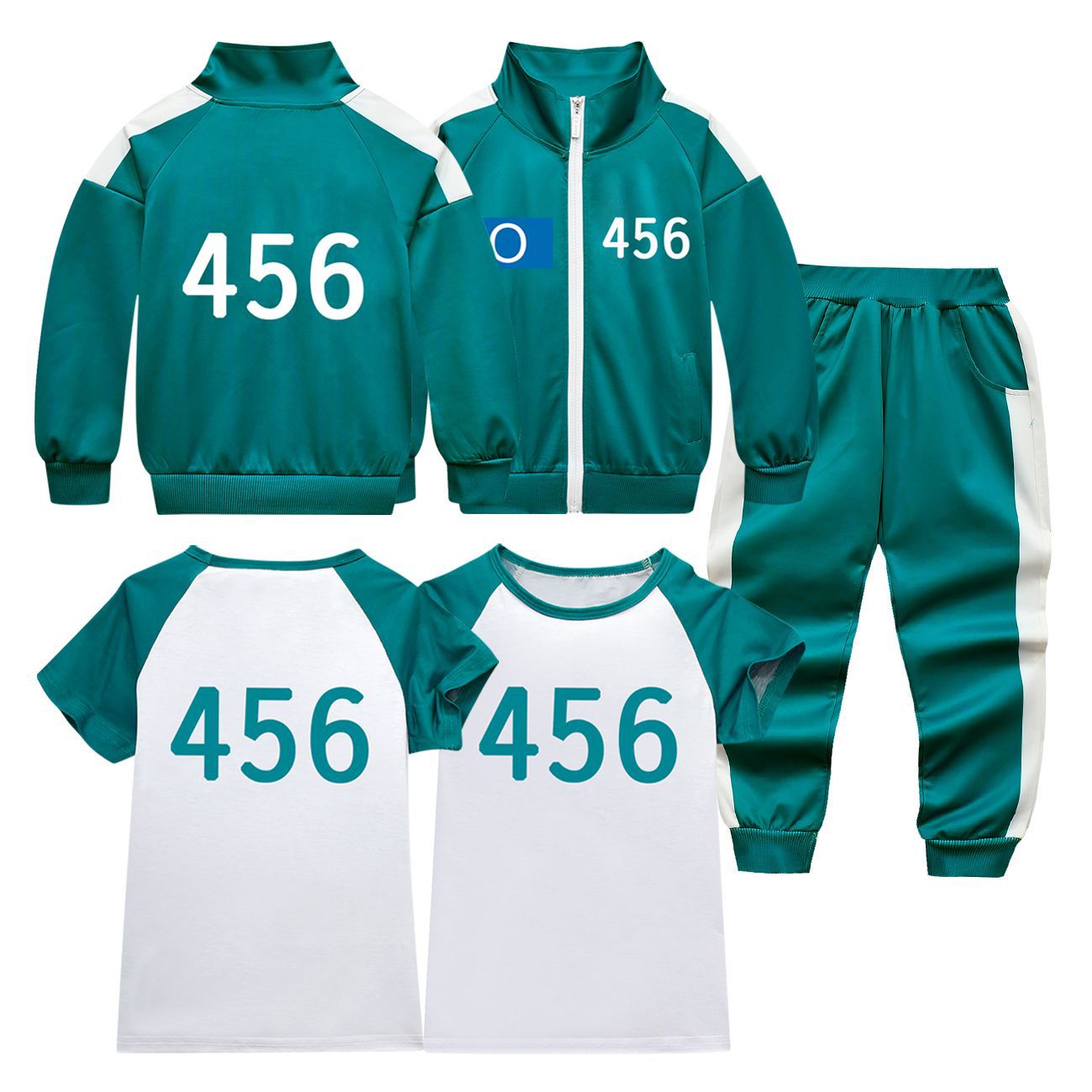Players Tracksuit Costume Game Cosplay Squid Green Jacket Shirt For Adult Kids - Azufun