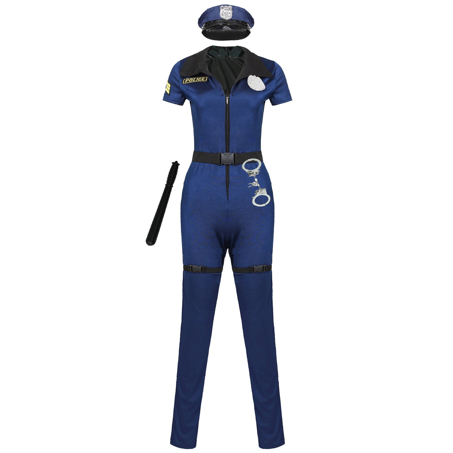 Women Cop Police Costume With Hat Halloween M to XL - Azufun