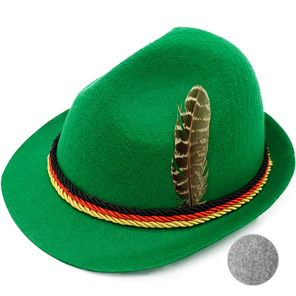 Munich beer German Alpine Panama Jazz Feather Hat Halloween - Azufun