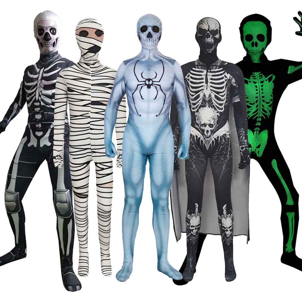 Skull Skeleton Jumpsuit Outfits Cosplay Costume Party For Kids