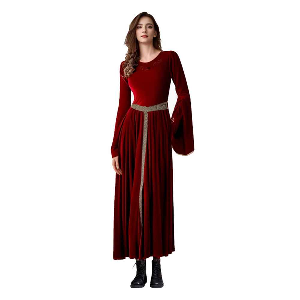 Ankola Halloween Medieval Princess Bell Sleeves Vintage Dress for Women Party