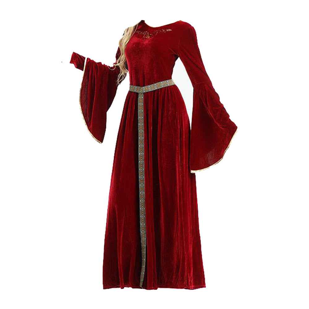 Ankola Halloween Medieval Princess Bell Sleeves Vintage Dress for Women Party