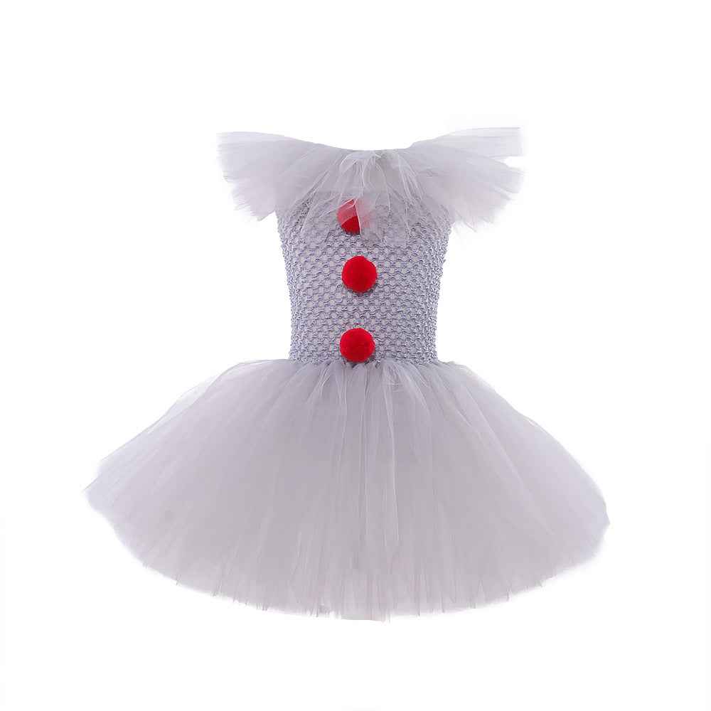 Kids Toddler Halloween Pennywise Costume Party Carnival Dress Up Circus Clown Tutu