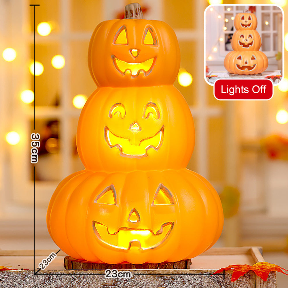 Light-Up Pumpkin Lantern Halloween Scene Decorations Fabric Items