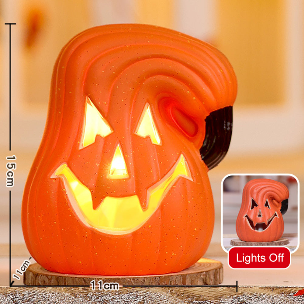 Light-Up Pumpkin Lantern Halloween Scene Decorations Fabric Items