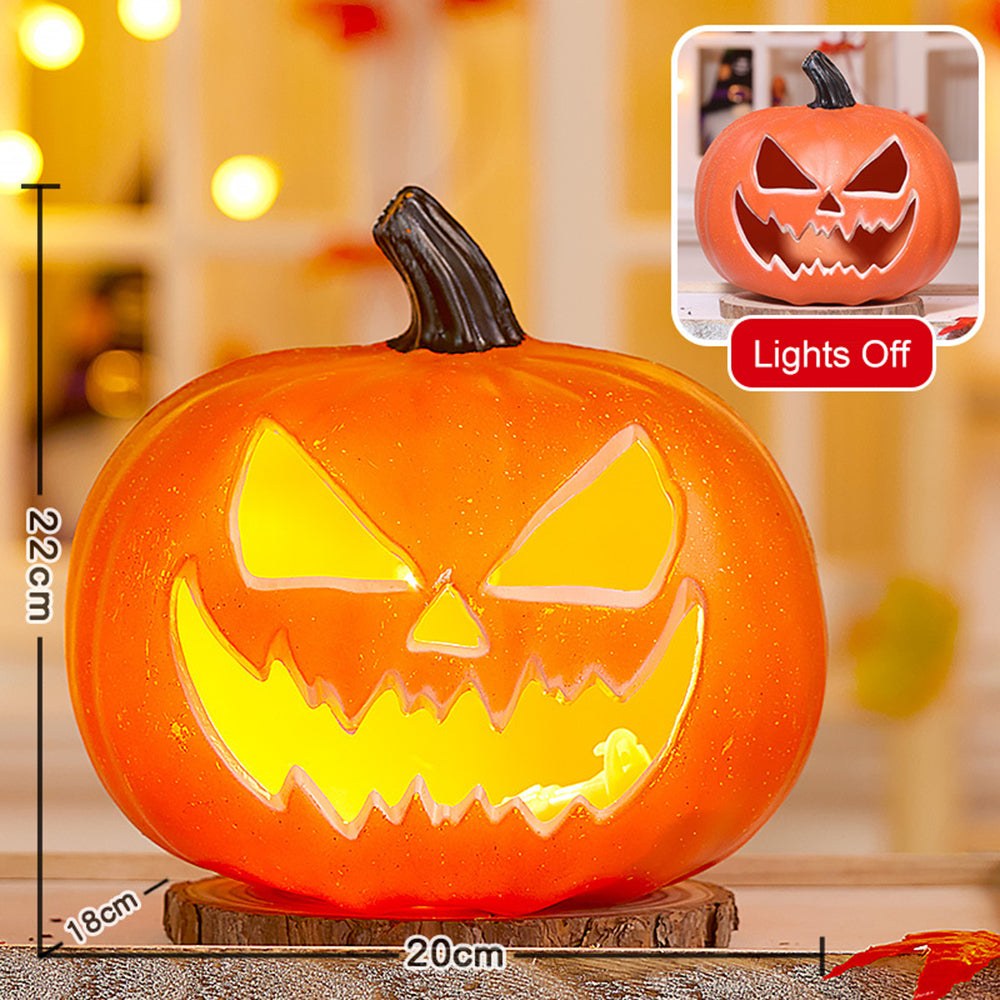Light-Up Pumpkin Lantern Halloween Scene Decorations Fabric Items