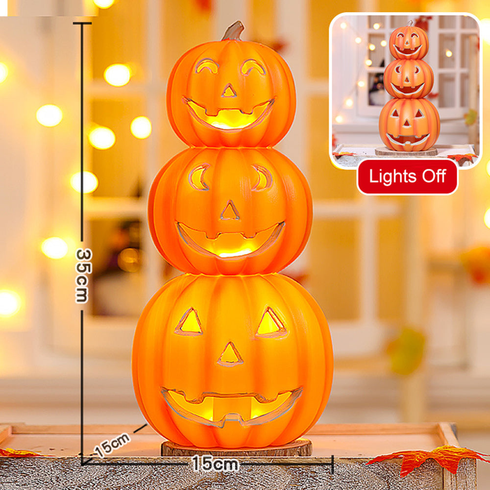 Light-Up Pumpkin Lantern Halloween Scene Decorations Fabric Items