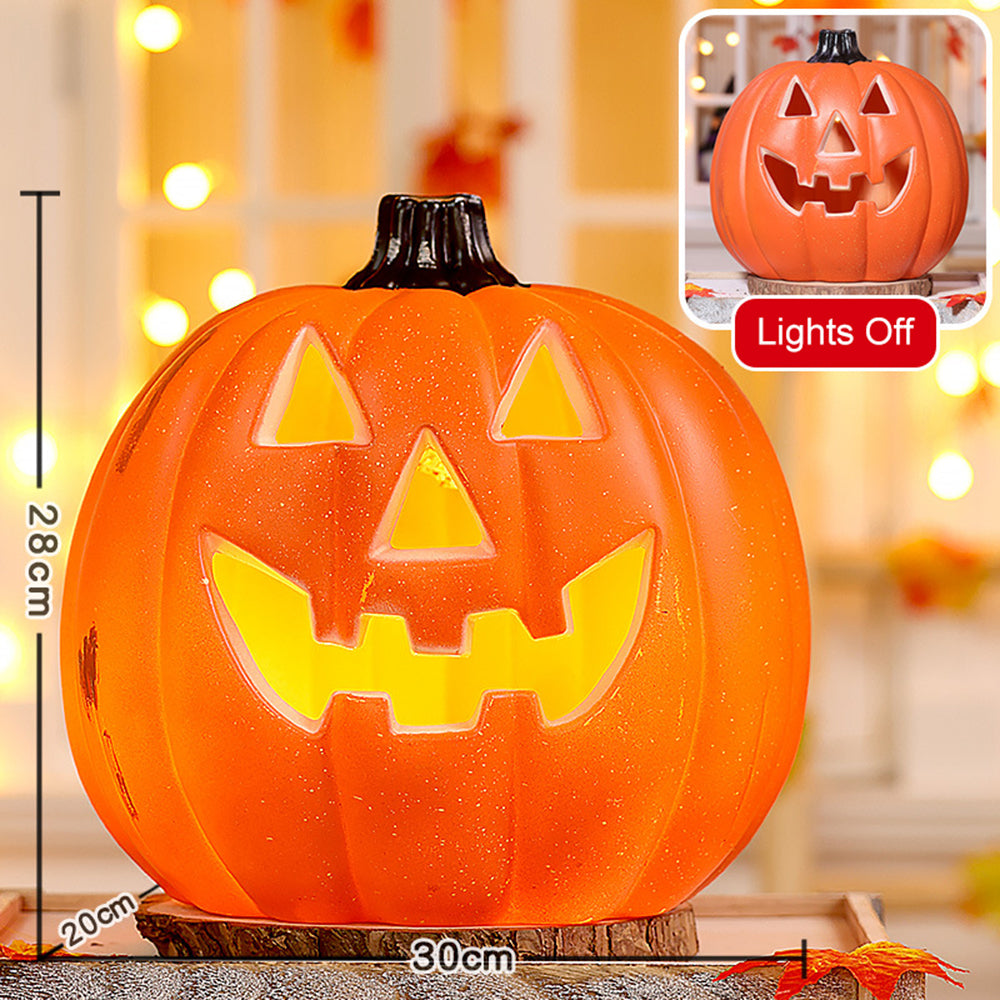 Light-Up Pumpkin Lantern Halloween Scene Decorations Fabric Items