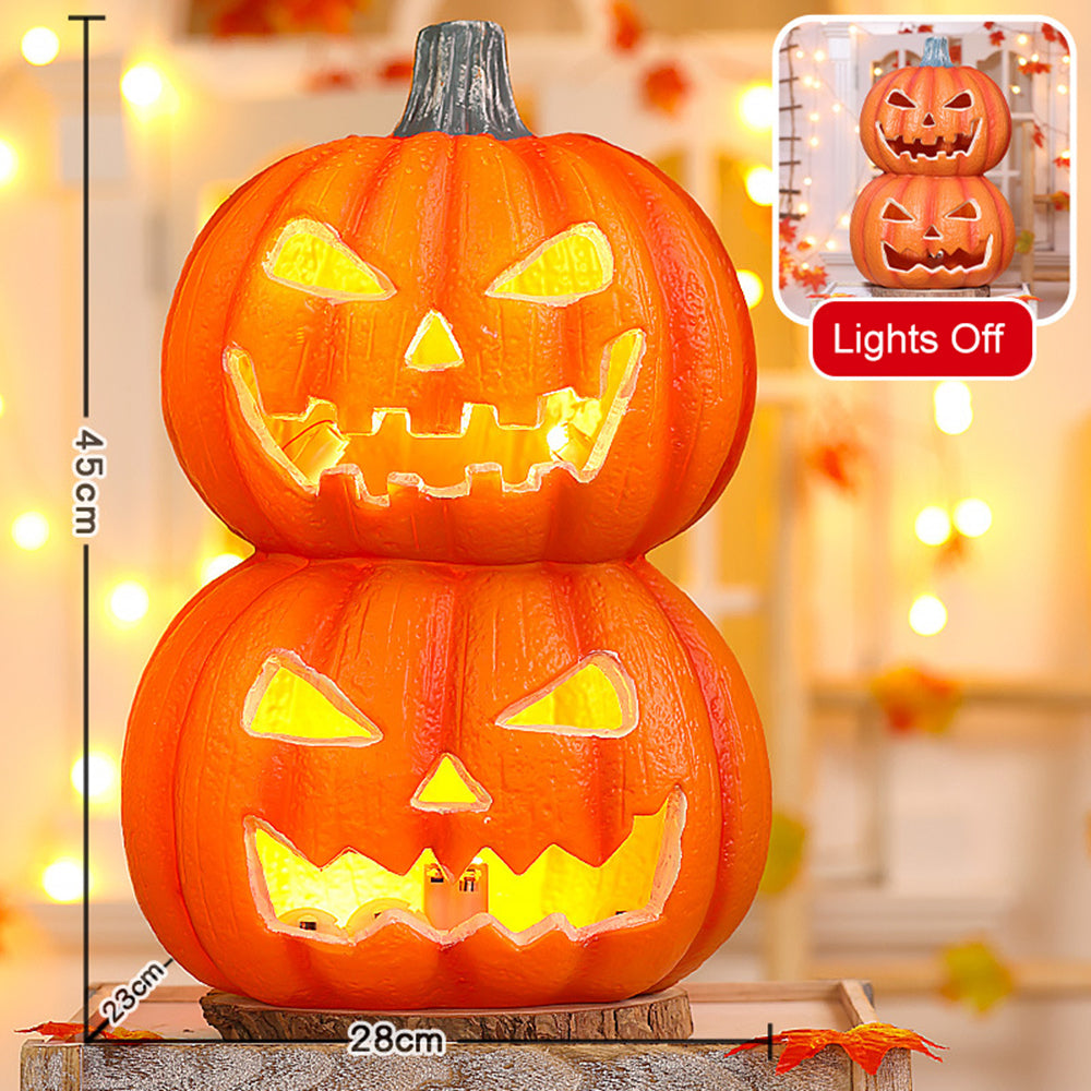 Light-Up Pumpkin Lantern Halloween Scene Decorations Fabric Items