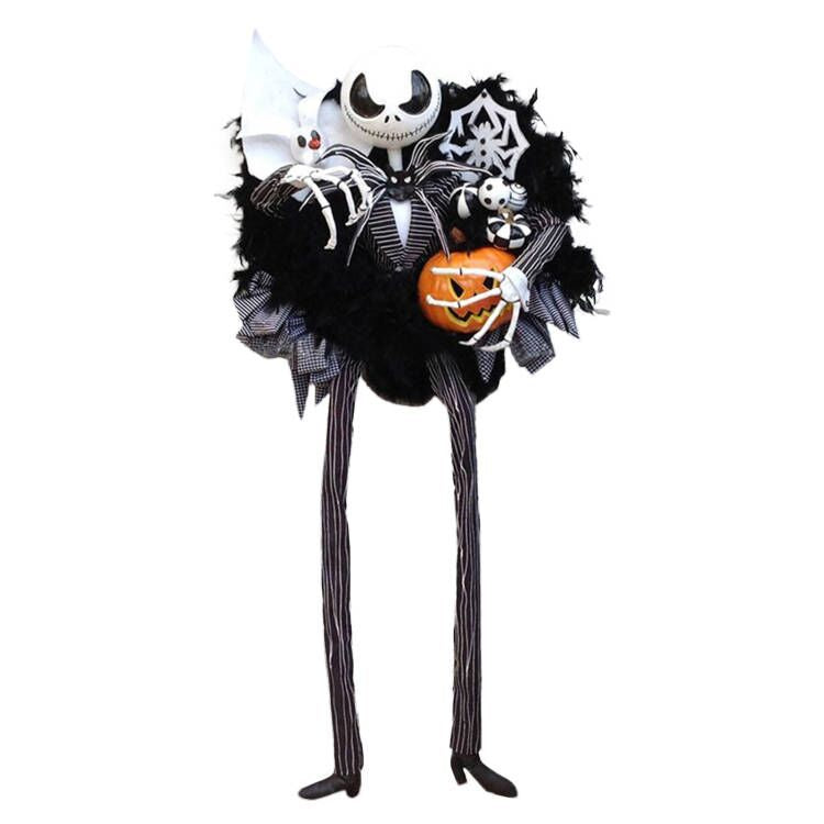 Halloween Hanging Front Door Decor Spooky Pumpkin Wreath