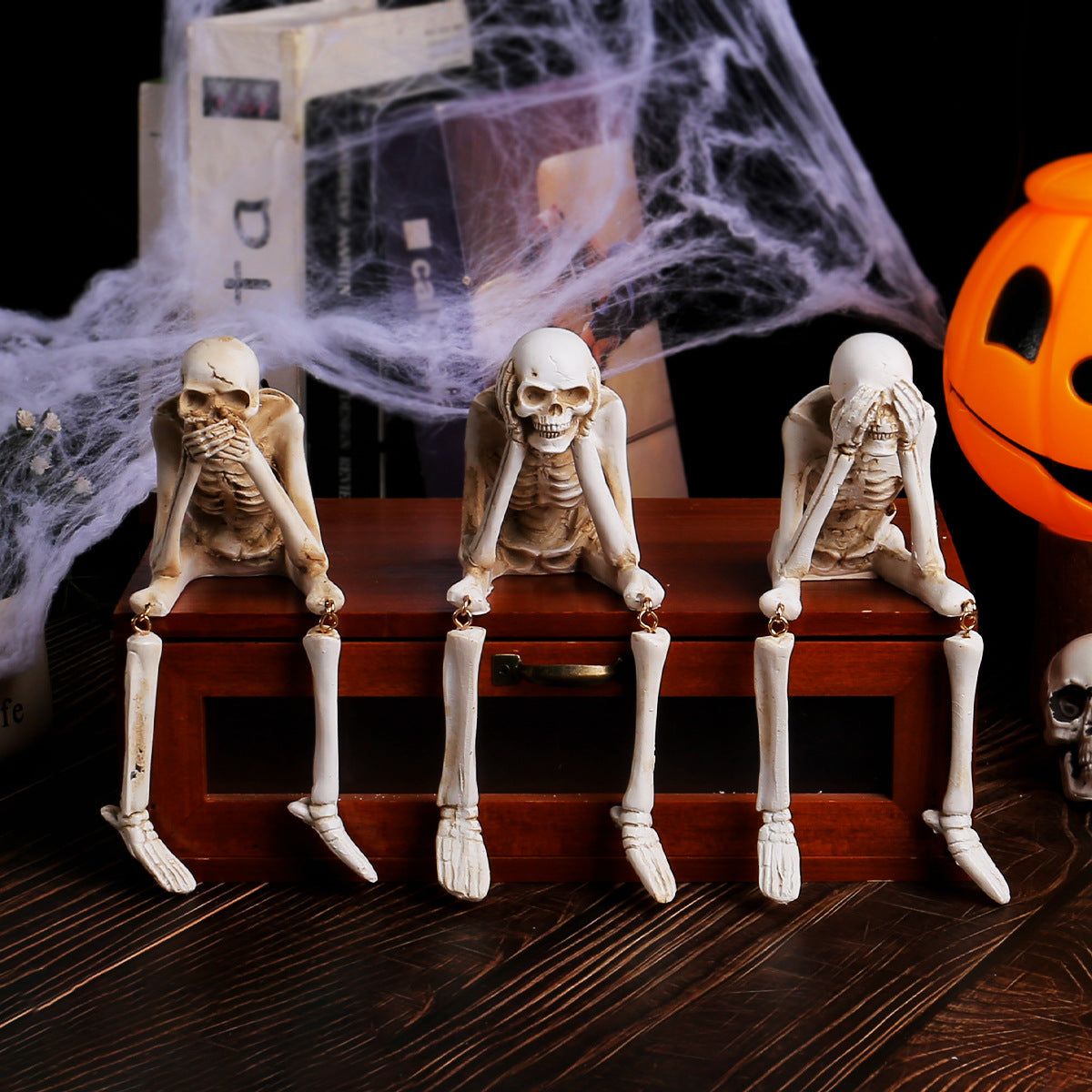 Halloween Craft Decorations Skeleton Frame Don't Listen Don't Look Don't Speak