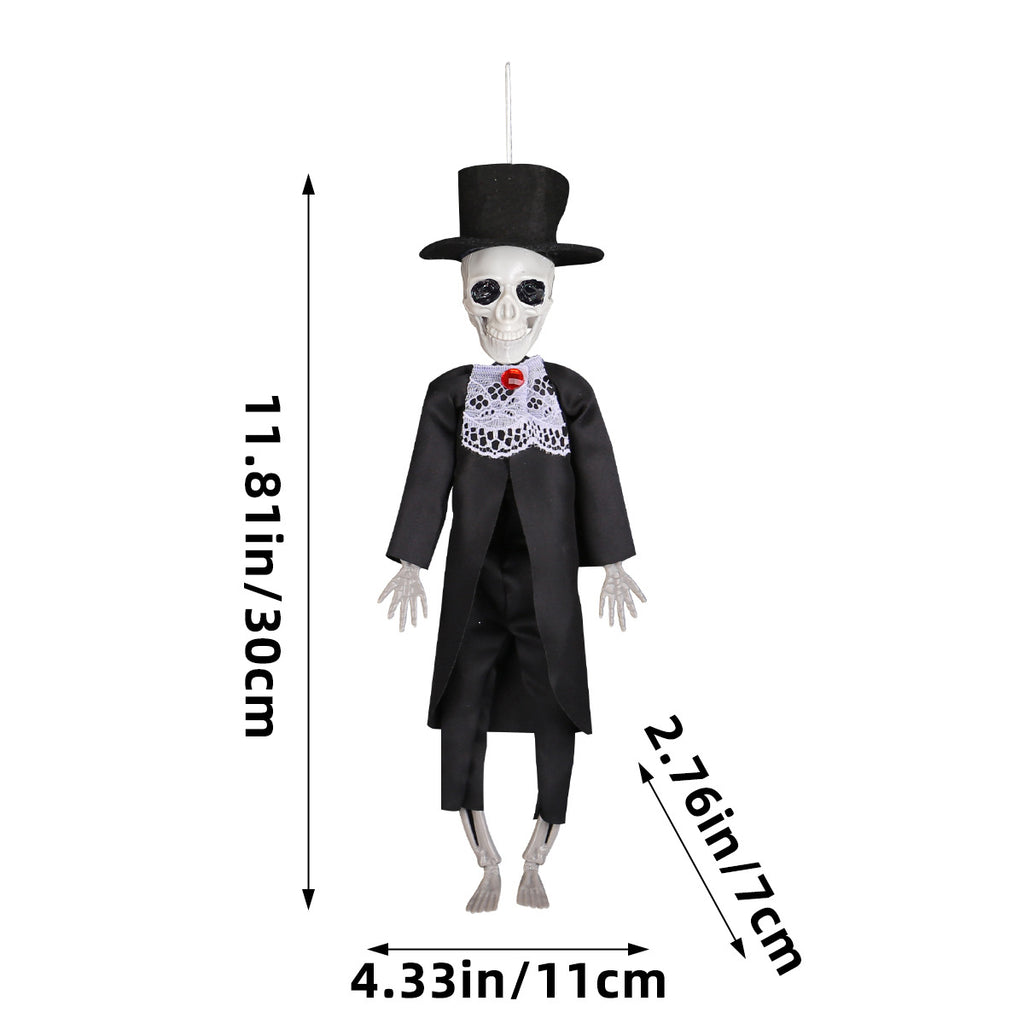 Halloween Skeleton Bride and Groom Ornaments for Party Decorations