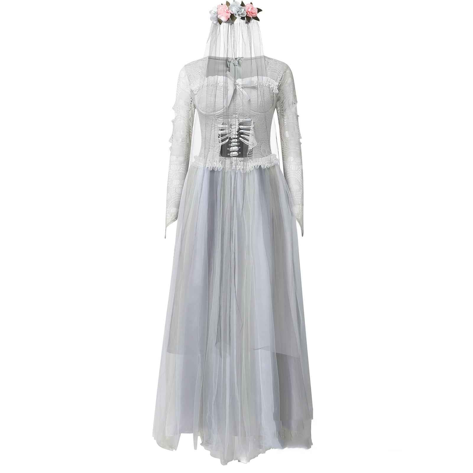Ghost Corpse Bride Costume Dress Zombie Scary Horror Halloween