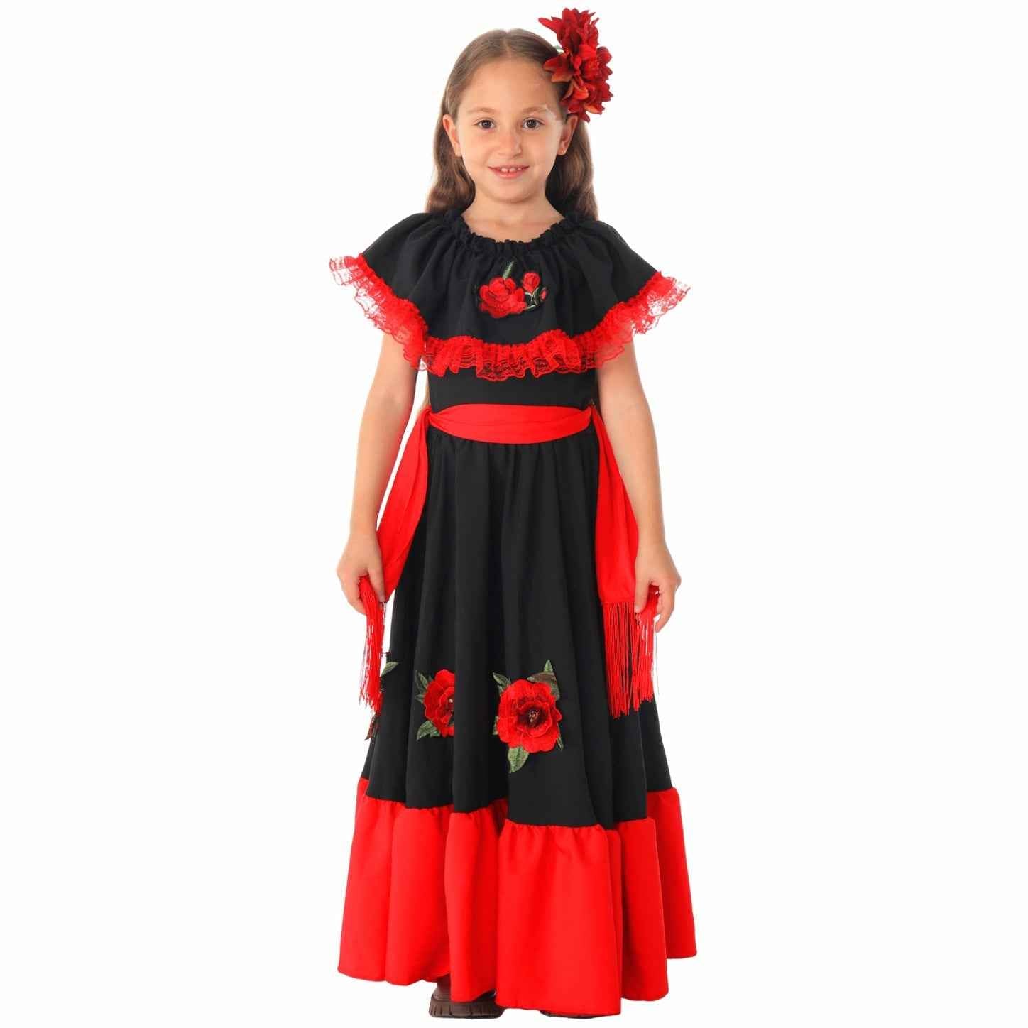 Halloween Day of the Dead Costume Spanish Traditional Cosplay For Children