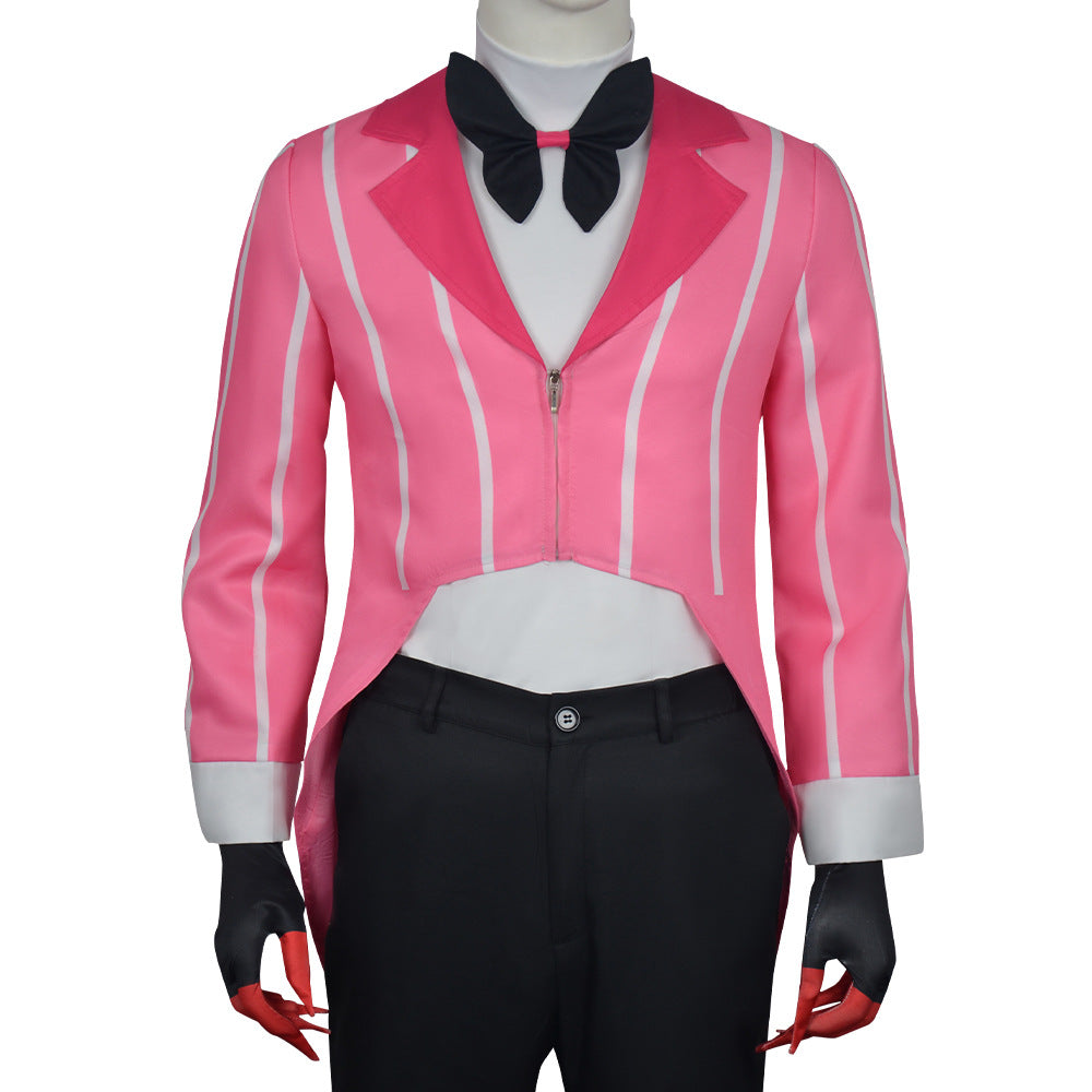 Hazbin Hotel Alastor Cosplay Costume Signature Red Pinstripe Tailcoat Full Set