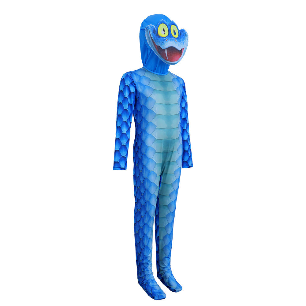 Zootopia 2 Gary Kids Costume Blue Scale Jumpsuit with Hood Cosplay Carnival