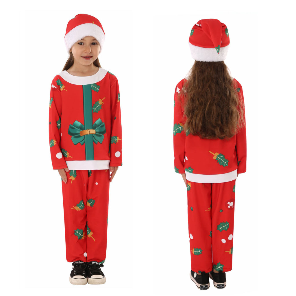 Children's Red Santa Claus Pajama Party Dress up Costume for Kids