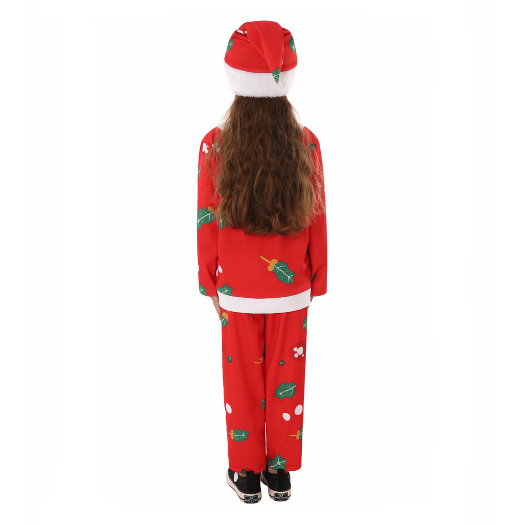 Children's Red Santa Claus Pajama Party Dress up Costume for Kids