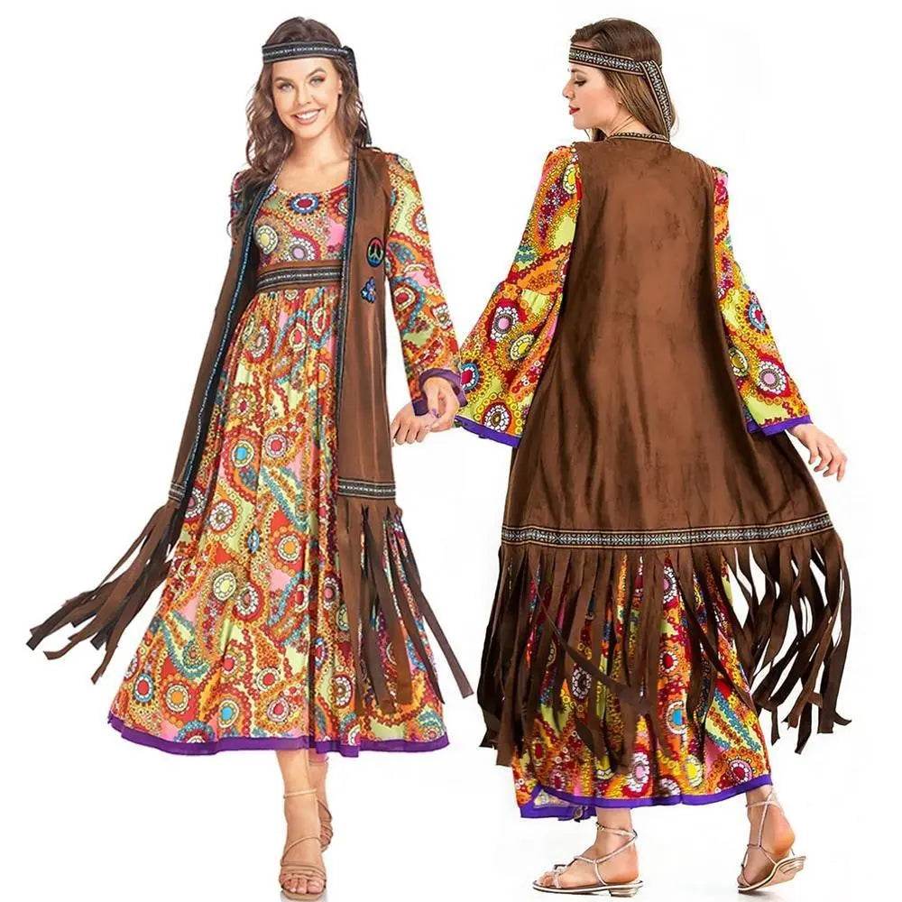 60-70s Retro Disco Hippie Halloween Costume Carnival Ballroom Performance Costume - Azufun