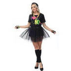 80s Fancy Dress Costumes Printed T-shirt Gauze Skirt Suit Halloween For Female - Azufun