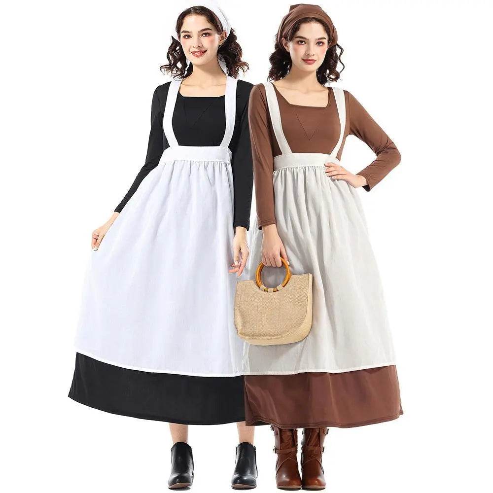 Adult Female French Manor Maid Costume Retro Halloween Dress - Azufun