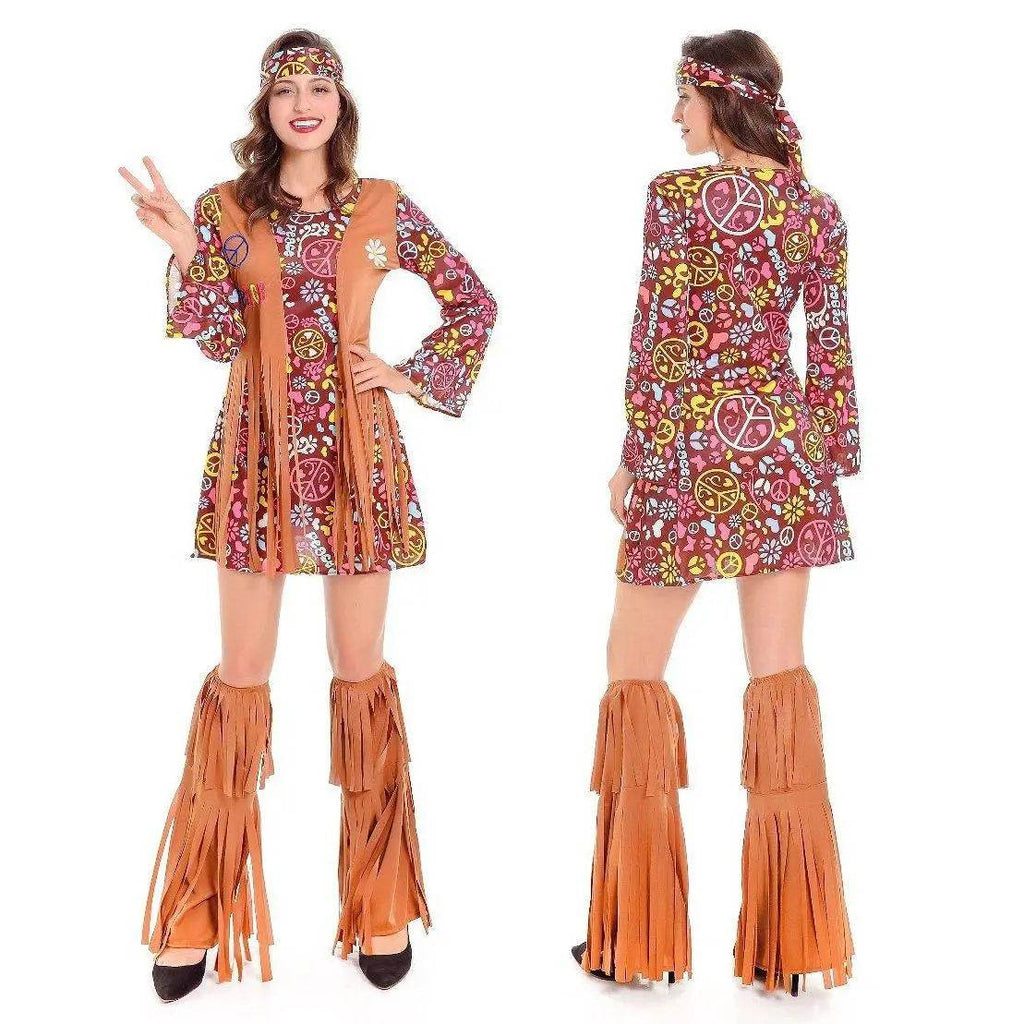 Adult Peace and Love Hippie Costume Party Halloween Women's Tassel - Azufun