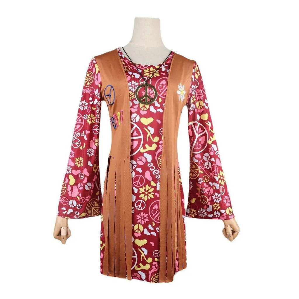 Adult Peace and Love Hippie Costume Party Halloween Women's Tassel - Azufun