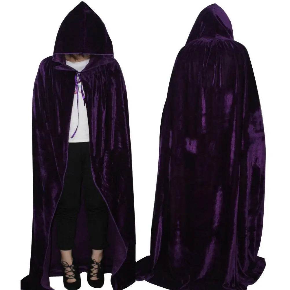 Adult Unisex Hooded Robe Long Cloak Cape Halloween Costume - Azufun
