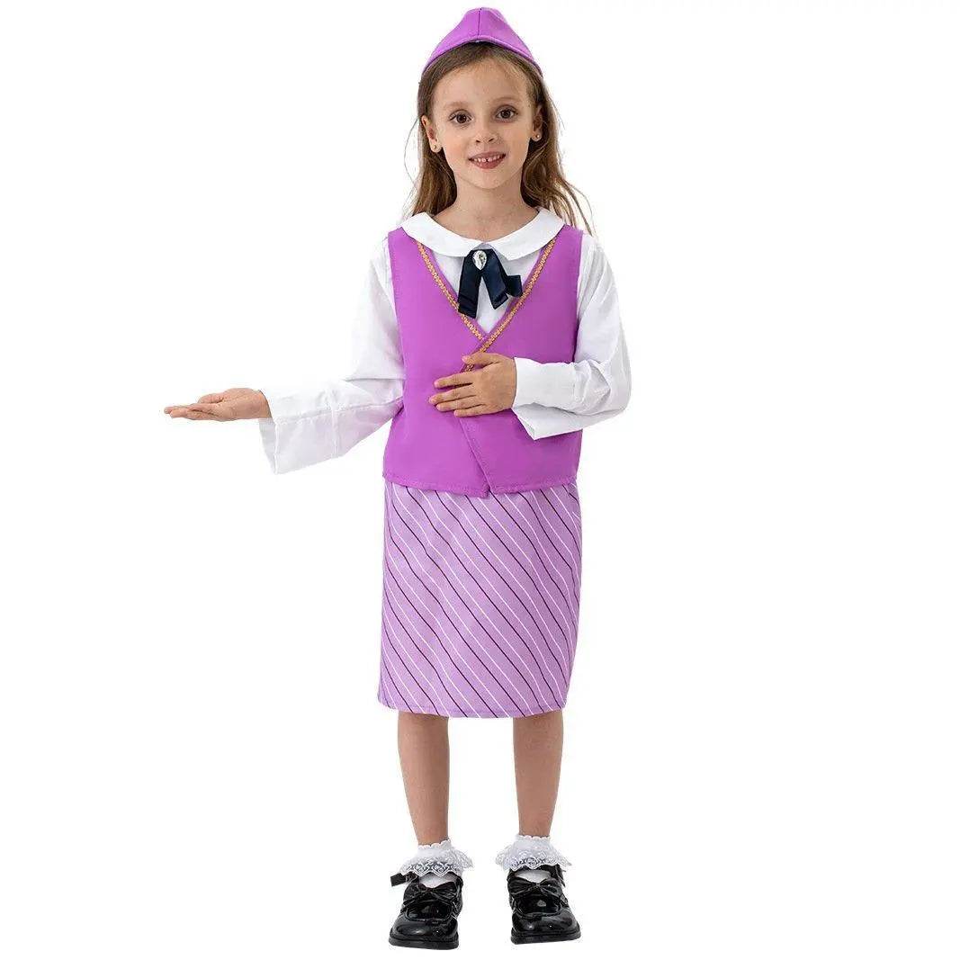 Airline Stewardess Cosplay Costume Flight Attendant Costume For Kids - Azufun