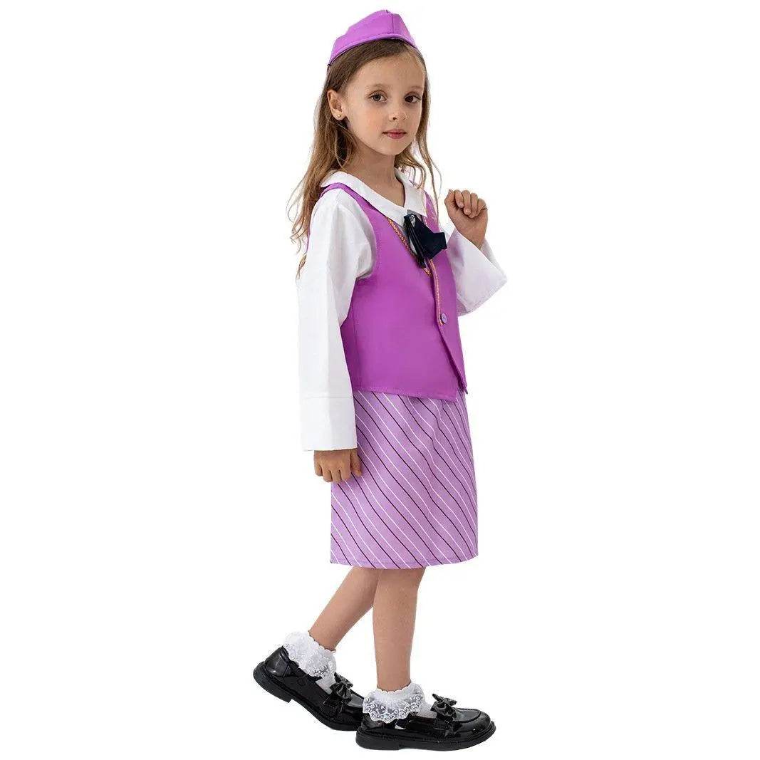 Airline Stewardess Cosplay Costume Flight Attendant Costume For Kids - Azufun