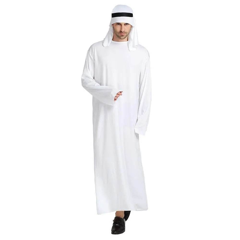 Arab sheik Prince masquerade male pure white Middle East Dubai clothes - Azufun