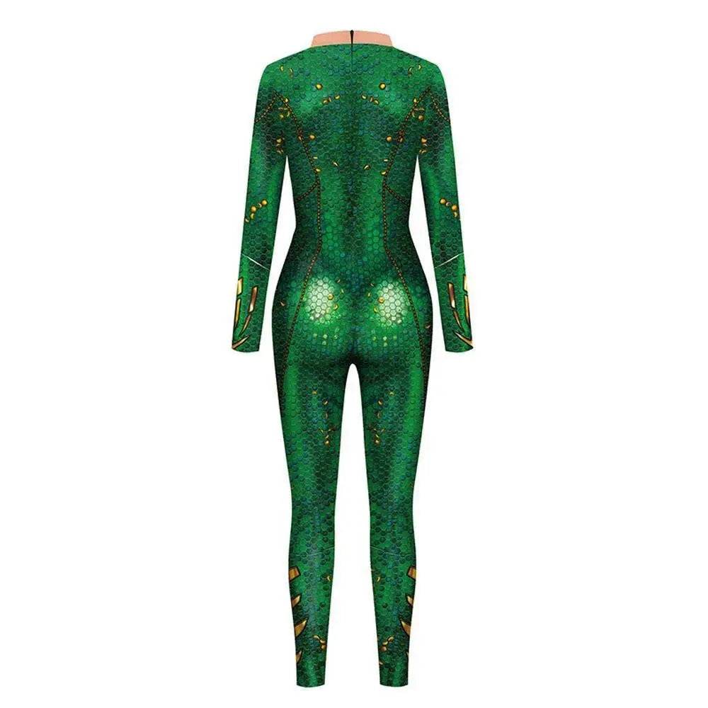 Atlanna Queen Aquaman Cosplay Costume Jumpsuit Halloween Sequined Catsuit Party Zentai - Azufun