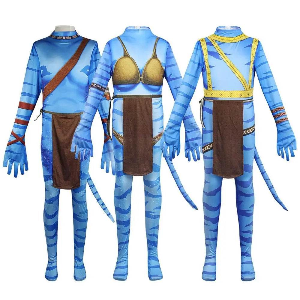 Avatar: The Way of Water Cosplay Costume adult zentai costume Sets and Mask Up For kids - Azufun
