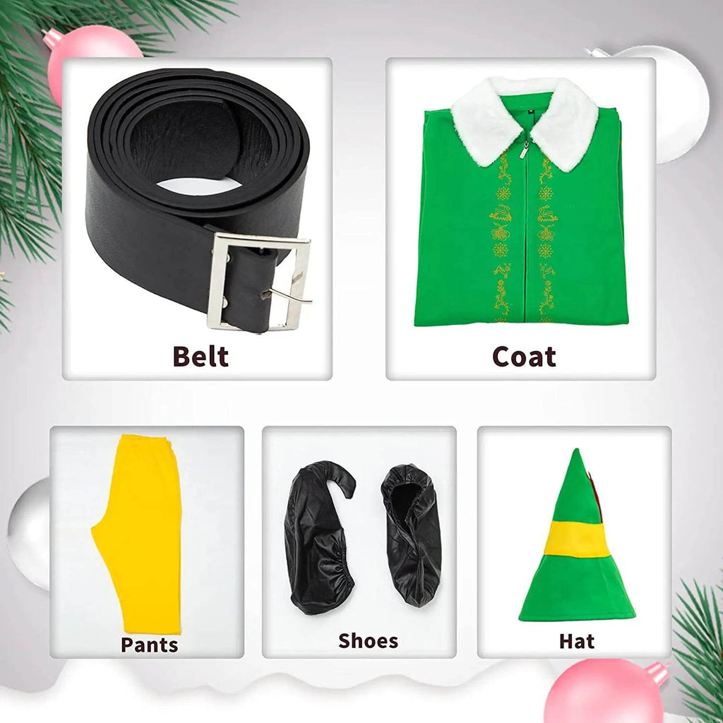 Buddy Elf Christmas Cosplay Costume Full Set Party Costumes for Men - Azufun