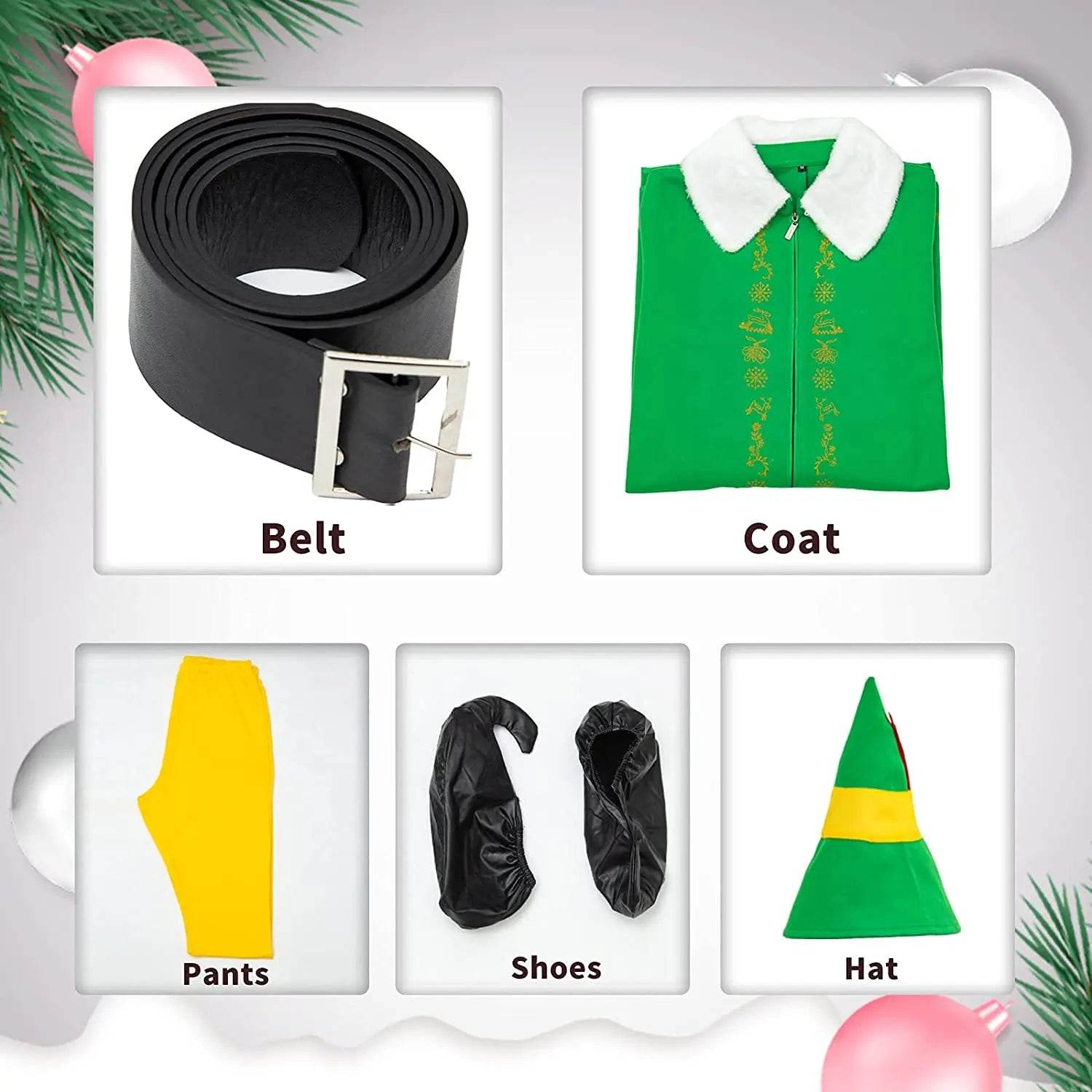Buddy Elf Christmas Cosplay Costume Full Set Party Costumes for Men - Azufun