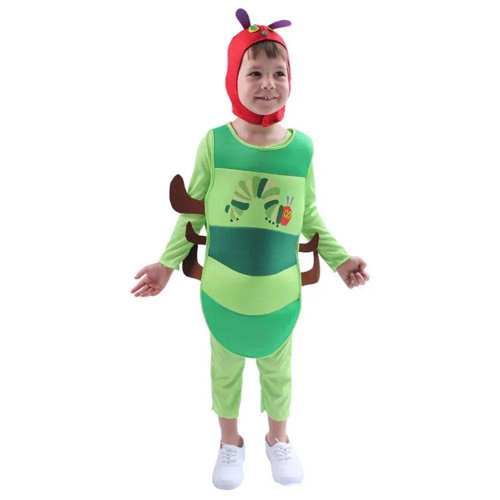 Caterpillar Cosplay Costume Boys Girls Halloween Jumpsuit Book Week Dress Up for Kids - Azufun