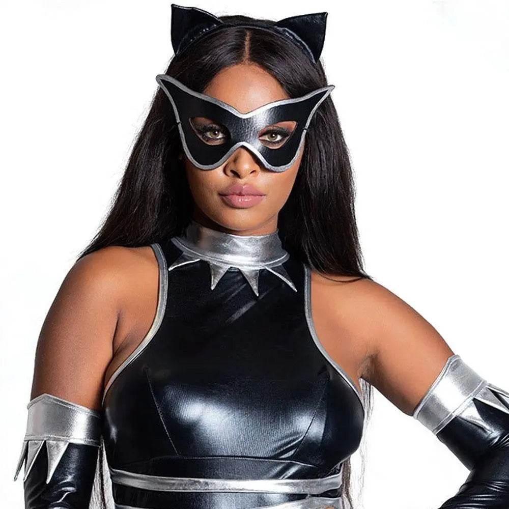 Catwoman black catwoman Costume cosplay jumpsuit tights mask suit - Azufun