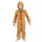 Children's Christmas Gingerbread Man Cosplay Costume One-Piece Pajamas - Azufun