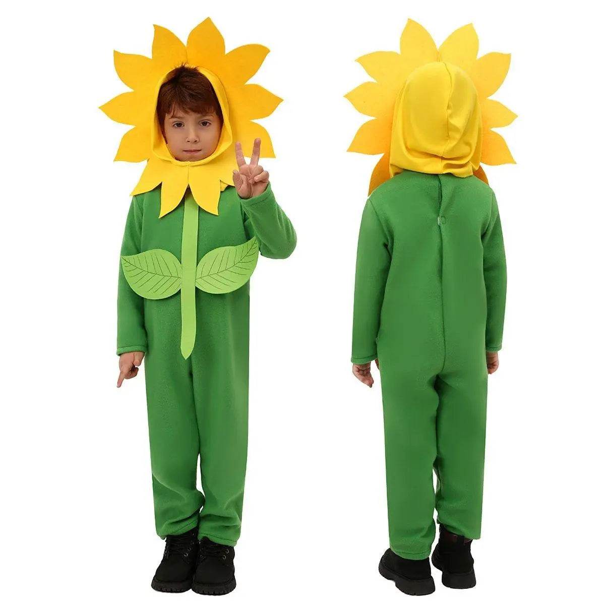 Children's Day Sun Flower Kids Jumpsuit Stage Party Cosplay Costumes - Azufun