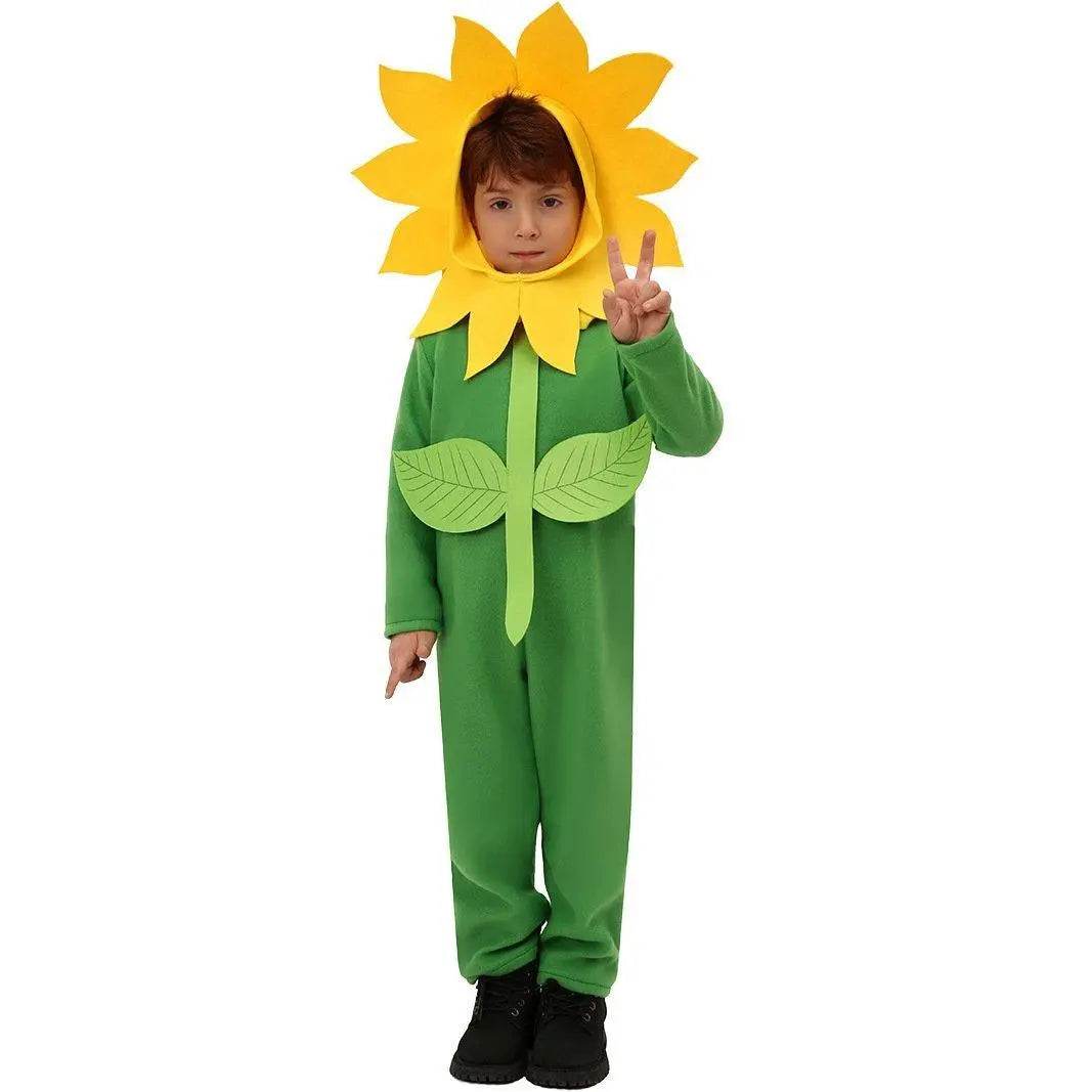Children's Day Sun Flower Kids Jumpsuit Stage Party Cosplay Costumes - Azufun